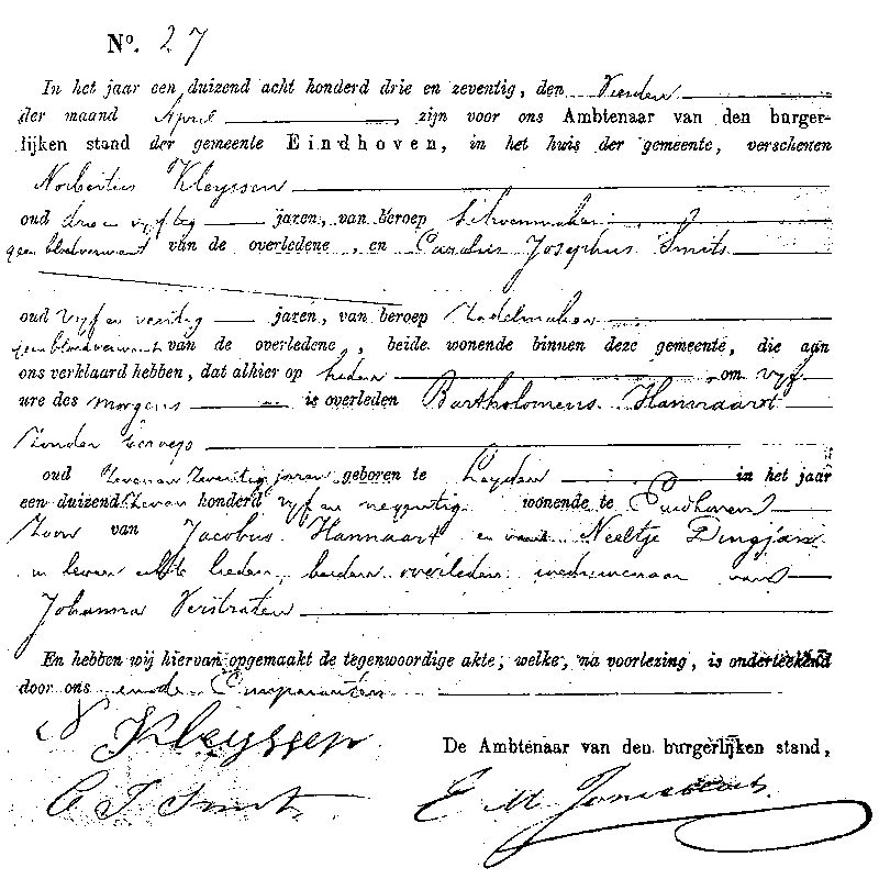 18730404 ovl akte 27 B Hannaart wedn J Verstraten